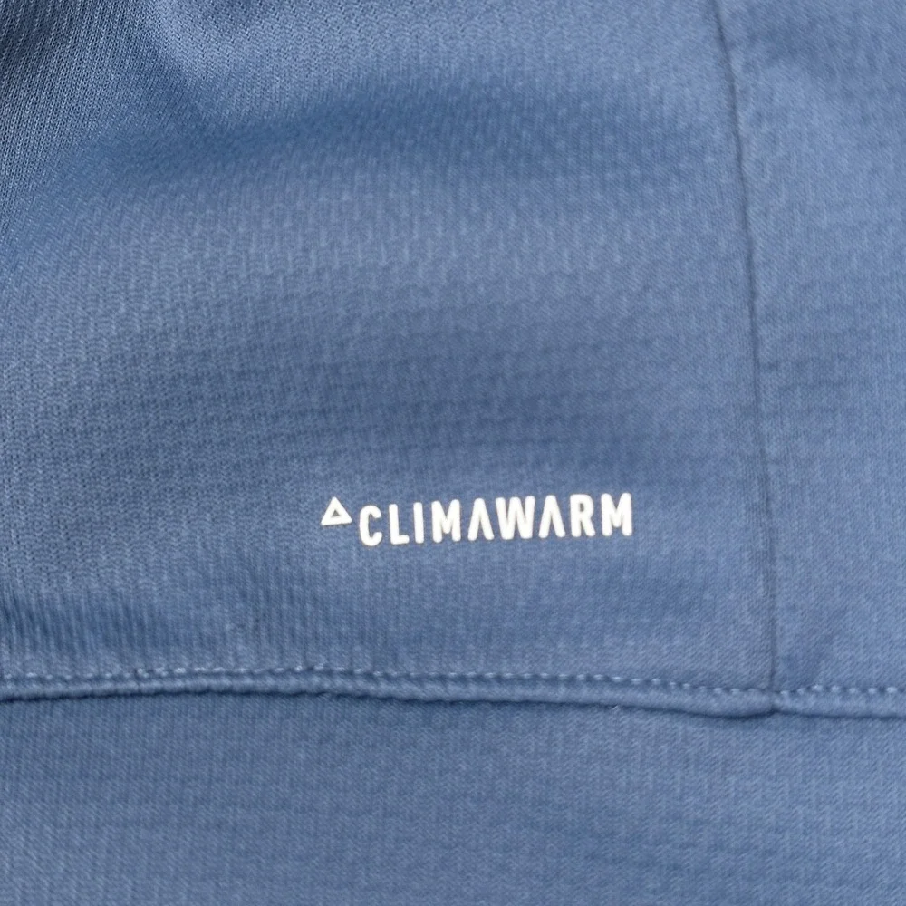 Adidas ClimaWarm Hoodie Mens M Blue Graphic Logo Pullover‎ Sweatshirt Oversized